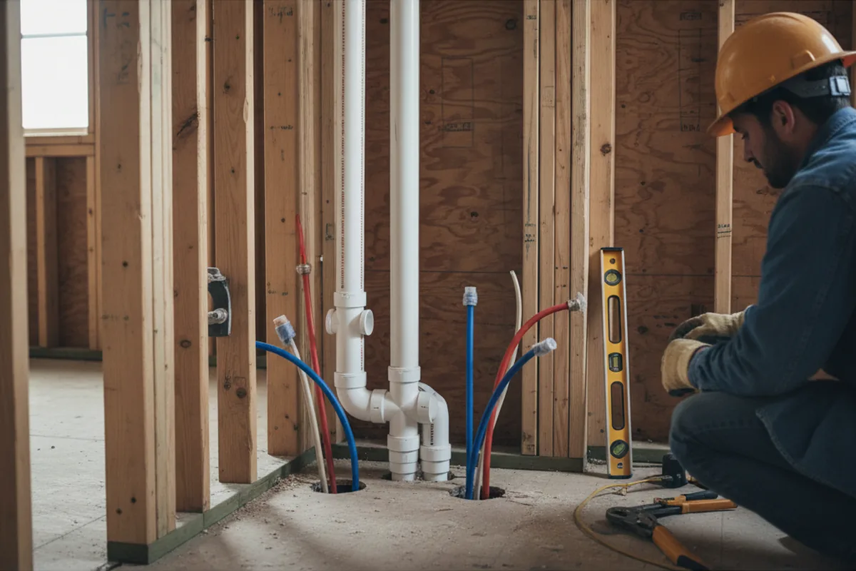 Drain and supply rough-in during Drain Cleaning in Miramonte