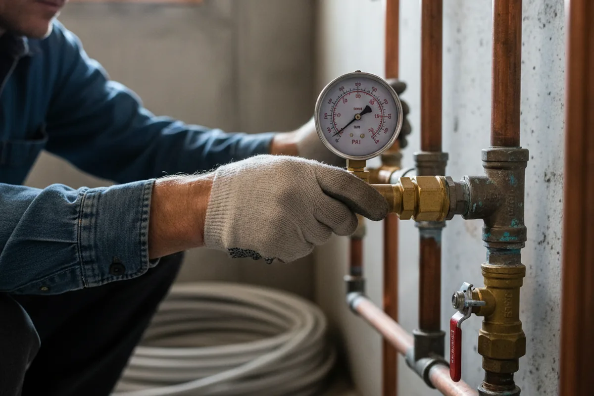 Pressure testing a repaired line during Water Line Repair in Miramonte
